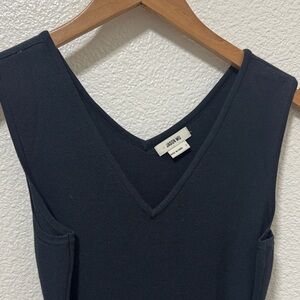 Black V Neck Knit Maxi Dress with a Waist Tie